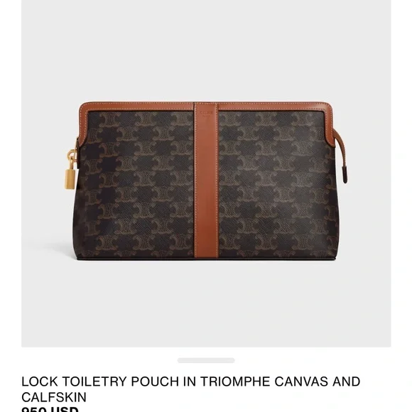 Celine Triomphe Canvas and Calfskin Toiletry Bag - Picture 1 of 15